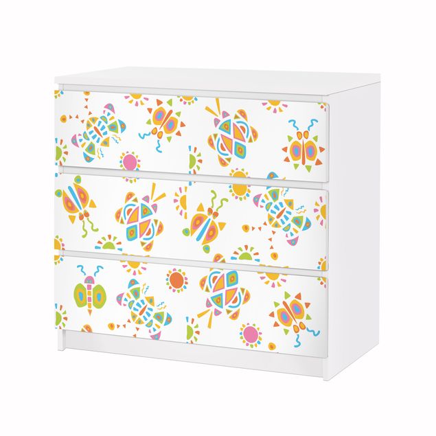 Möbelfolie für IKEA Malm Kommode - Klebefolie Schmetterling Illustrationen