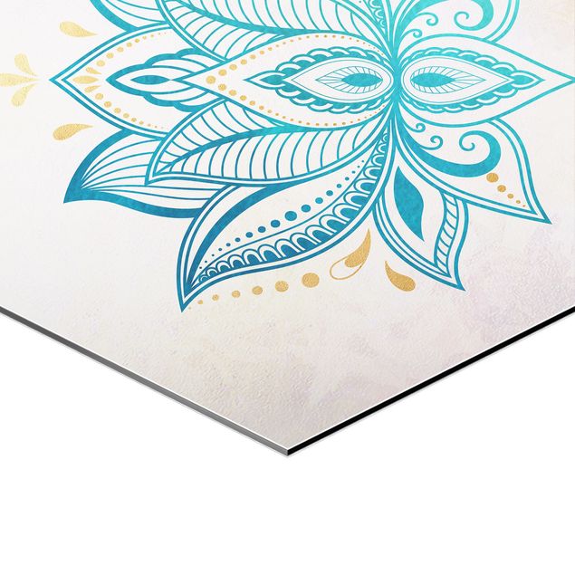 Bilder Mandala Lotus Set Gold Blau