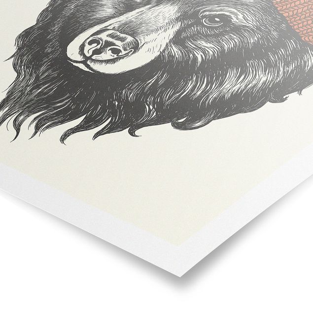 Poster Tiere Illustration Bär mit roter Mütze Zeichnung