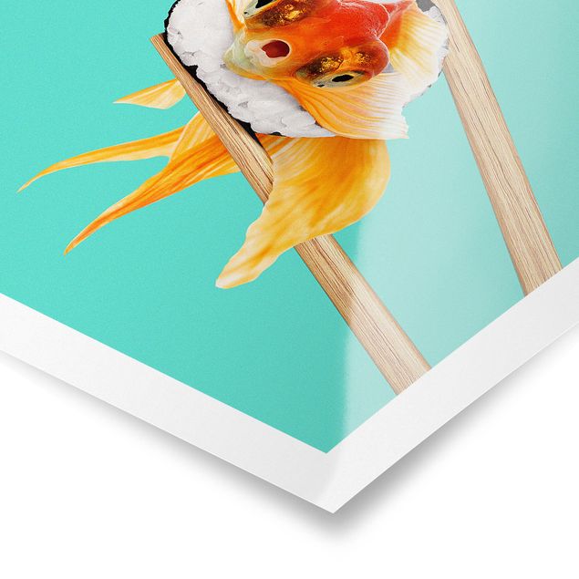Poster Kunstdruck Sushi mit Goldfisch