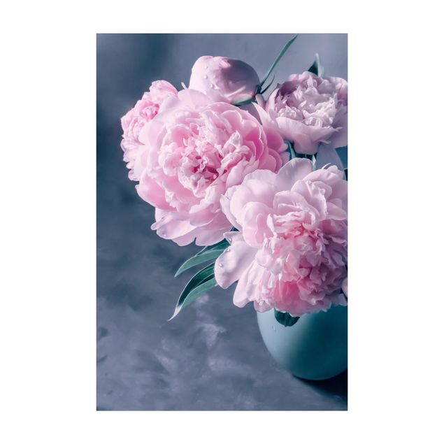 Teppich Blumen Vase mit Rosa Pfingstrosen Shabby