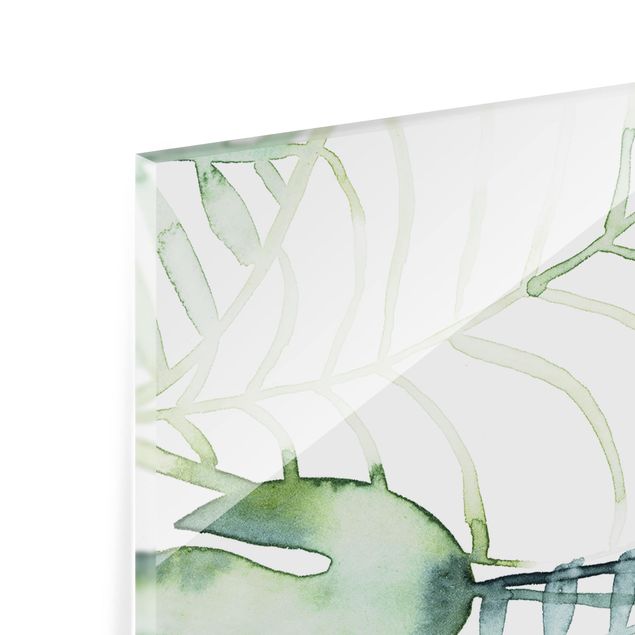 Spritzschutz Glas - Palmwedel in Wasserfarbe II - Querformat - 2:1