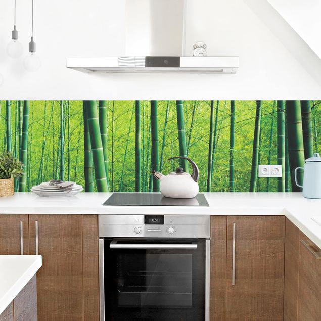 Spritzschutz Küche Glas Bambuswald