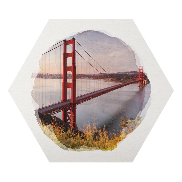 schöne Bilder Wasserfarben - Golden Gate Bridge in San Francisco