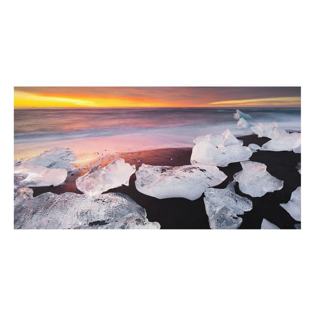 Spritzschutz Glas - Eisbrocken bei der Gletscherlagune Jökulsárlon Island - Querformat - 2:1