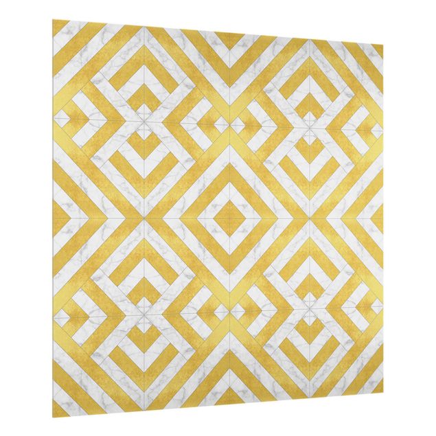 Spritzschutz Muster Geometrischer Fliesenmix Art Deco Gold Marmor