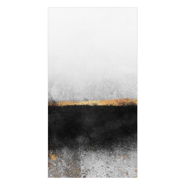 Duschrückwand - Abstrakter Goldener Horizont Schwarz Weiß