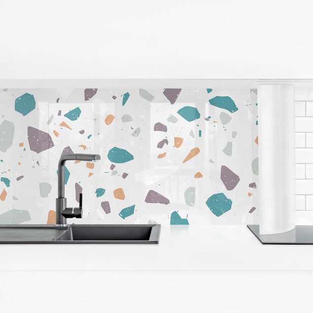Glasrückwand Küche Detailliertes Terrazzo Muster Grosseto