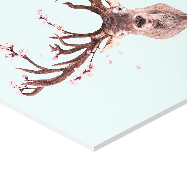 Jonas Loose Kunstdrucke Hirsch mit Kirschblüten