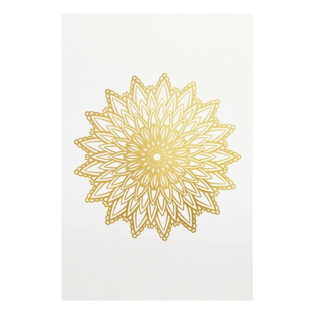 Wandbilder Mandala Sonne Illustration weiß gold