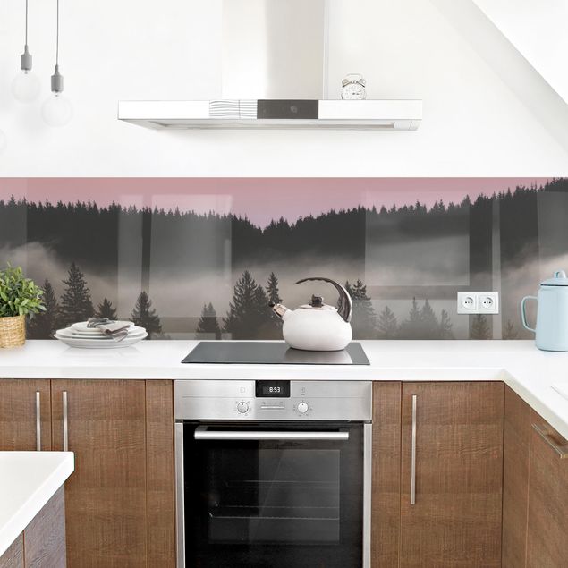 Küchenrückwand Folie selbstklebend Verträumter Waldnebel