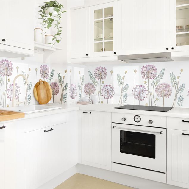 Glasrückwand Küche Allium Illustration II