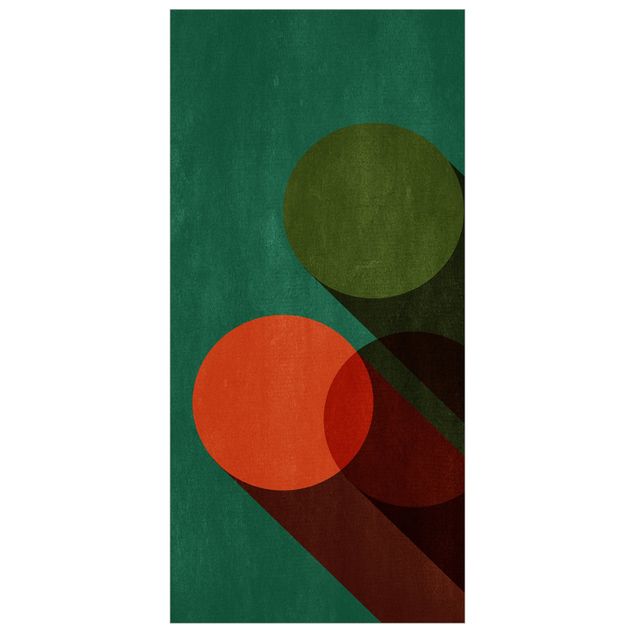 Raumteiler Abstrakte Formen - Kreise in Grün und Rot