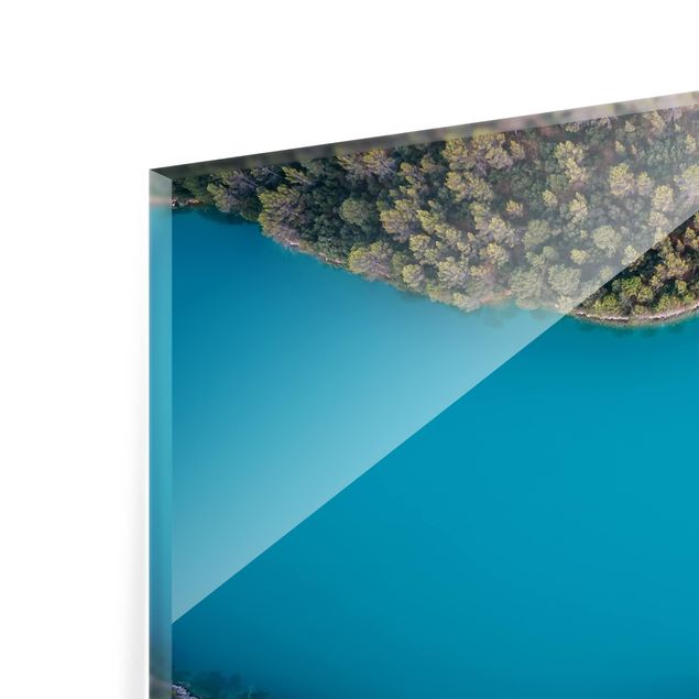 Spritzschutz Glas - Luftbild - Tiefblauer See - Querformat - 3:2