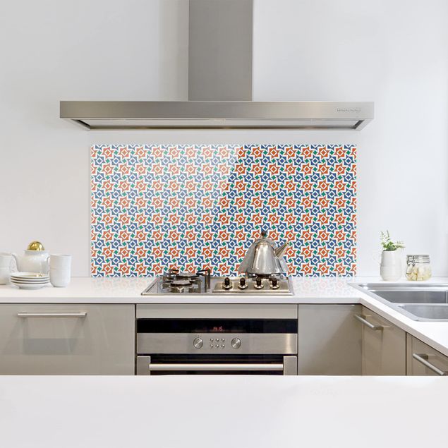 Glasrückwand Küche Muster Alhambra Mosaik mit Fliesenoptik