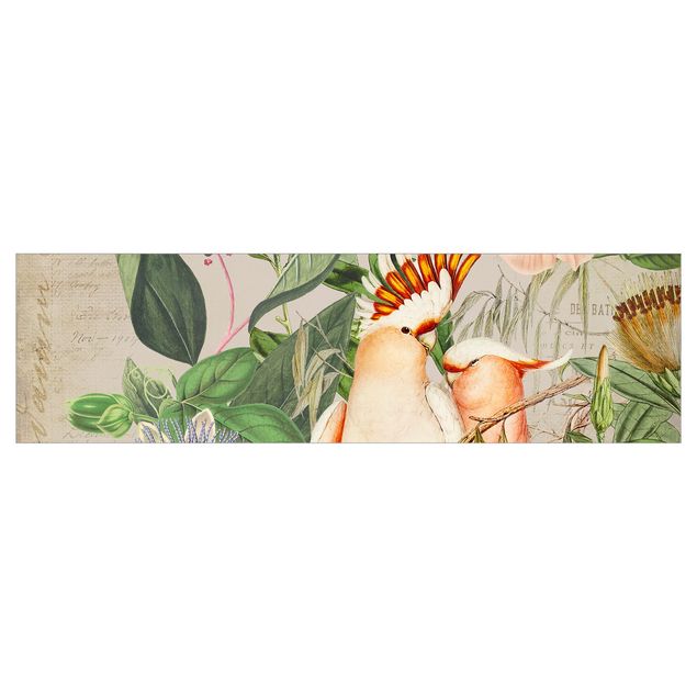 Küchenrückwand Folie selbstklebend Colonial Style Collage - Rosa Kakadu