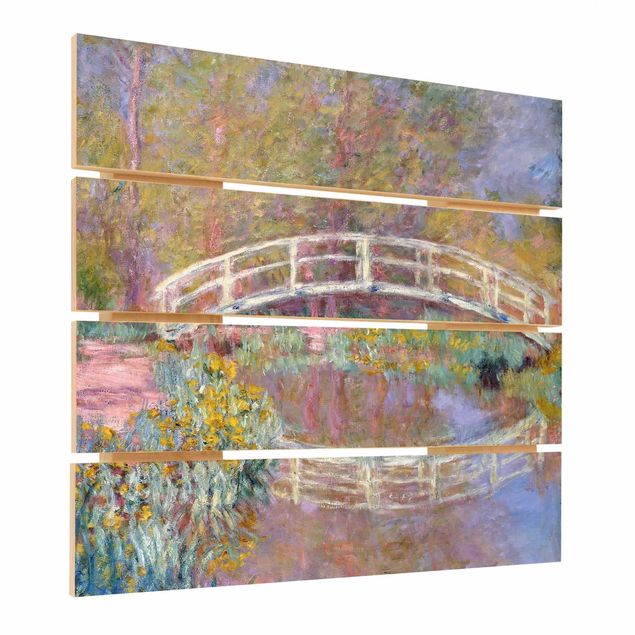 Holzbilder Landschaften Claude Monet - Brücke Monets Garten