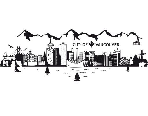 Wandtattoo Städtenamen No.JS3 Vancouver Skyline
