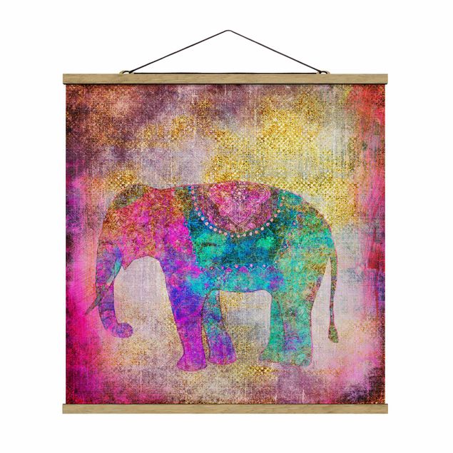 Wandbilder Spirituell Bunte Collage - Indischer Elefant
