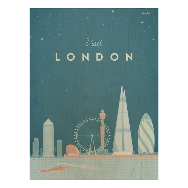 Holzbilder Vintage Reiseposter - London