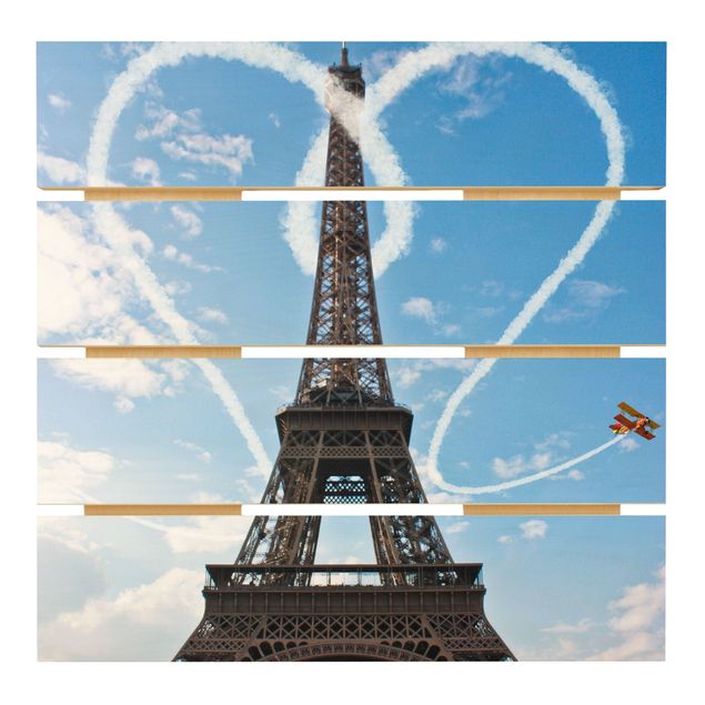 Holzbild - Paris - City of Love - Quadrat 1:1