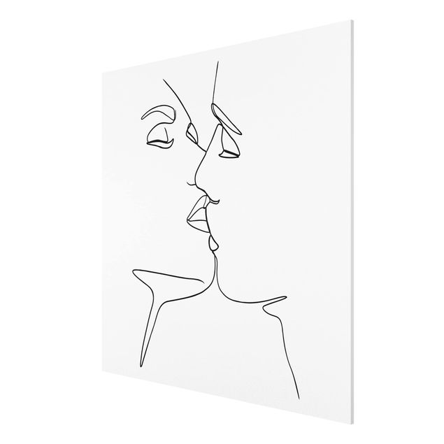Wandbilder Akt & Erotik Line Art Kuss Gesichter Schwarz Weiß