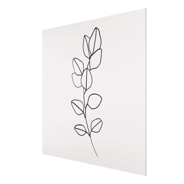 Wandbilder Floral Line Art Zweig Blätter Schwarz Weiß