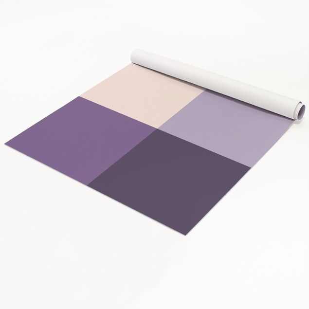 Klebefolien 3 violette Quadrate Blütenfarben & helle Kontrastfarbe
