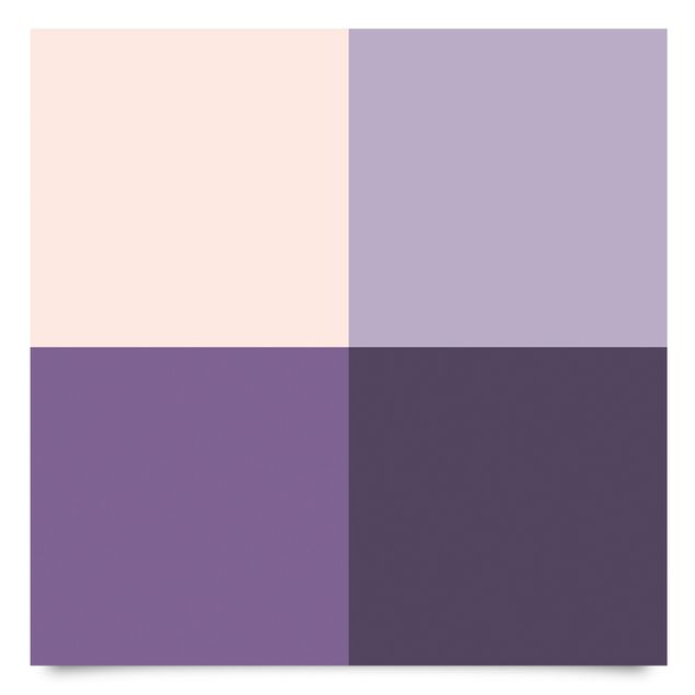 Möbelfolie 3 violette Quadrate Blütenfarben & helle Kontrastfarbe