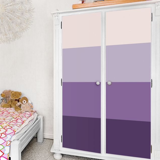 Klebefolien Wand 3 violette Streifen Blütenfarben & helle Kontrastfarbe