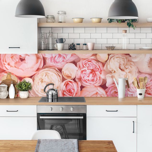 Glasrückwand Küche Rosen Rosé Koralle Shabby