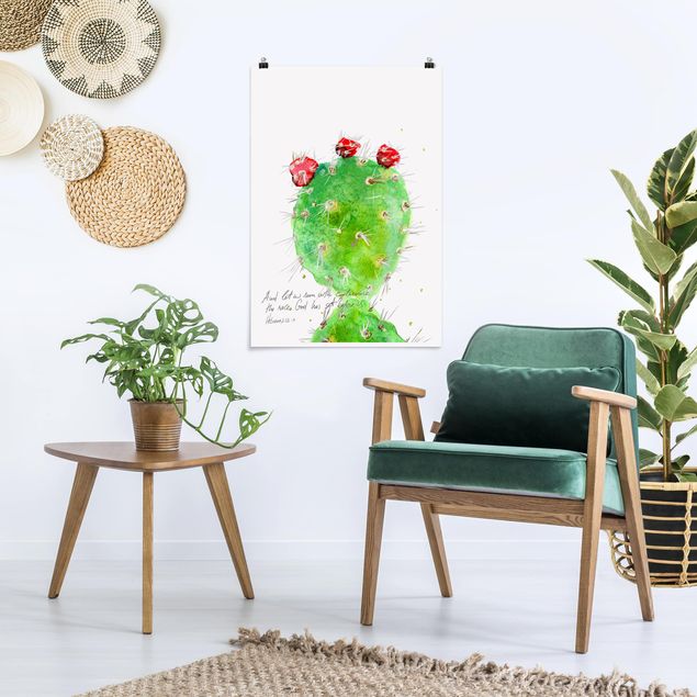 Wandbilder Floral Kaktus mit Bibelvers IV