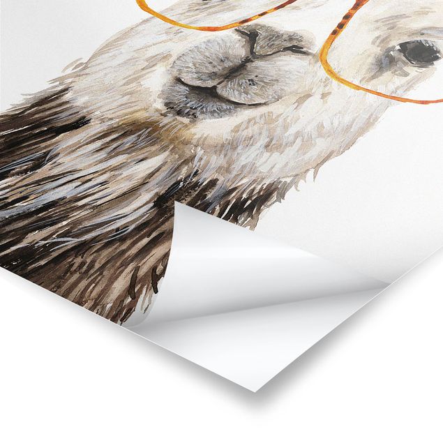 Poster Hippes Lama mit Brille IV