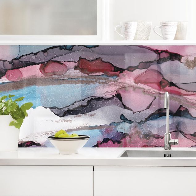 Küche Dekoration Wellenreiten in Violett mit Roségold
