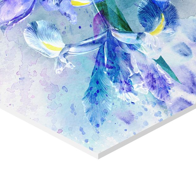Hexagon Bilder Aquarell Blumen Iris