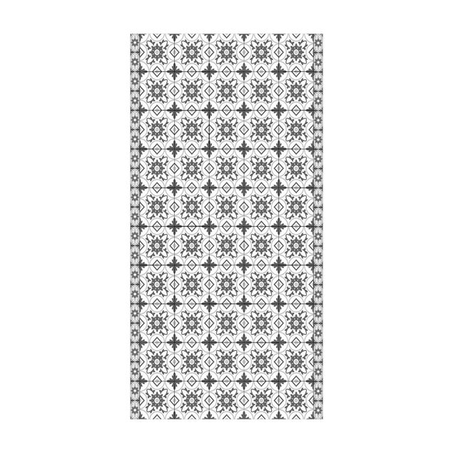 Teppich modern Geometrischer Fliesenmix Blume Grau