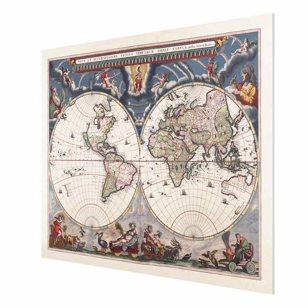 Wandbilder Retro Historische Weltkarte Nova et Accuratissima von 1664
