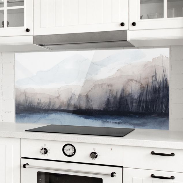 Wanddeko Küche Seeufer mit Bergen I