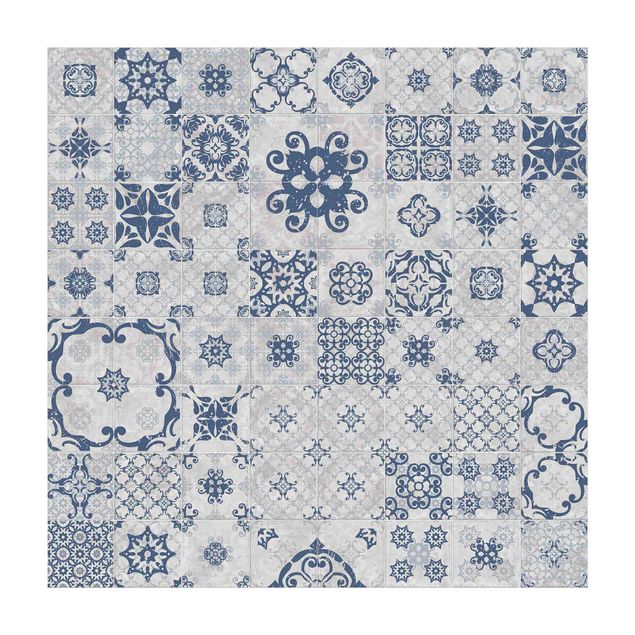 Teppich modern Keramikfliesen Agadir blau