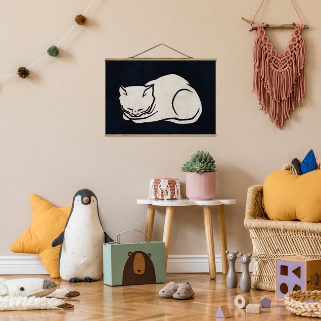 Wandbilder Kunstdrucke Schlafende Katze Illustration