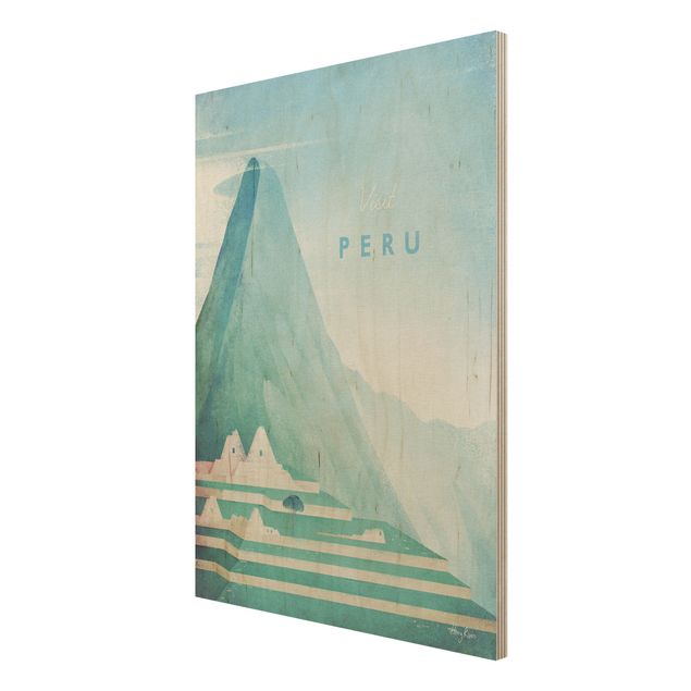 Vintage Bilder Holz Reiseposter - Peru