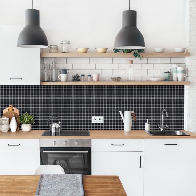 Küchenrückwände Fliesenoptik Mosaikfliesen Schwarz Matt