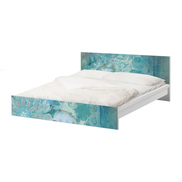 Möbelfolie für IKEA Malm Bett niedrig 160x200cm - Klebefolie Winterblumen