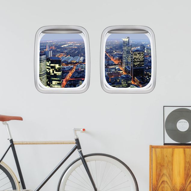 Wandtattoo Metropolen Doppelfenster Flugzeug Frankfurt