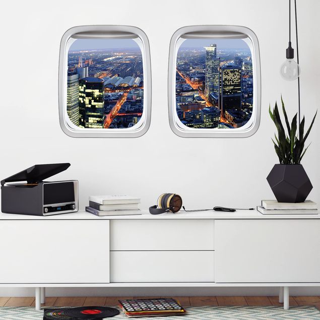 Wandtattoo Städtenamen Doppelfenster Flugzeug Frankfurt