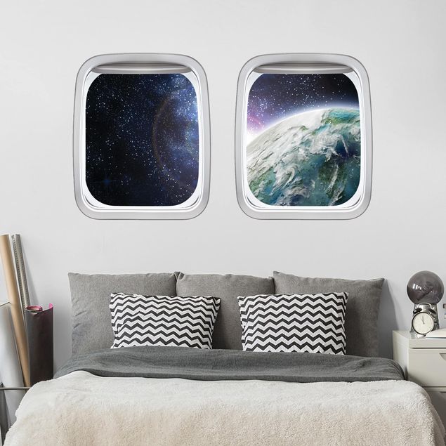 Weltraum Wandtattoo Doppelfenster Flugzeug Galaxy Light