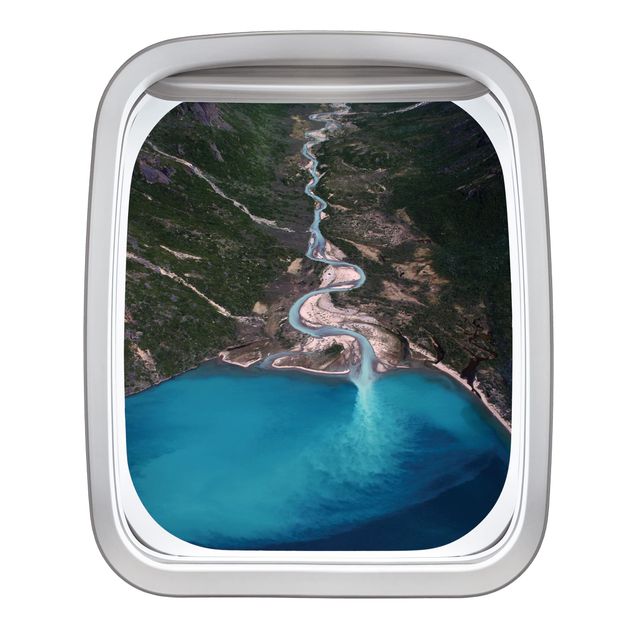 3D Wandsticker Fenster Flugzeug Fluss in Grönland