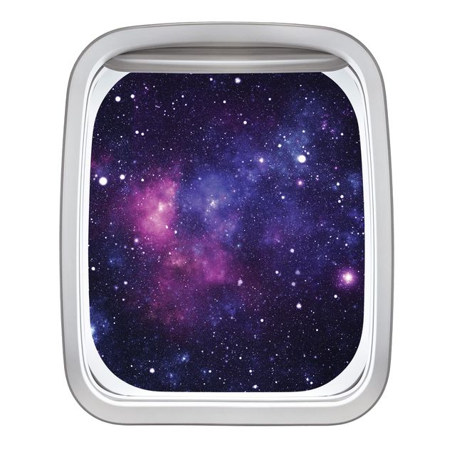 3D Wandsticker Fenster Flugzeug Galaxie