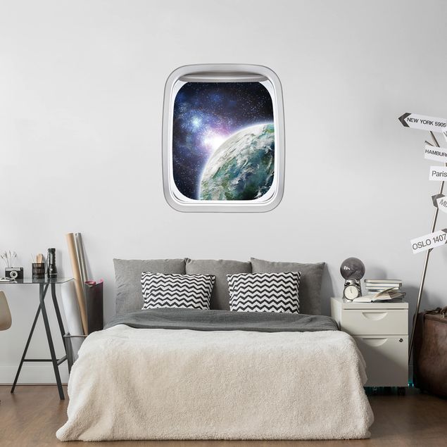 Kinderzimmer Deko Fenster Flugzeug Galaxy Light