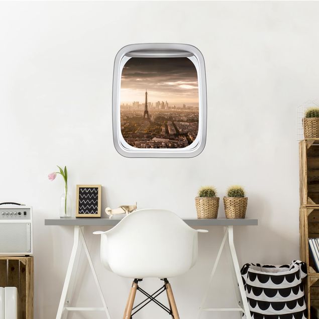Wandtattoo Städtenamen Fenster Flugzeug Großartiger Blick über Paris